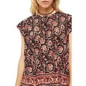 Free People orange floral patterned high-low crop top / XS / Excellent condition